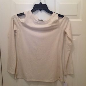 Ivanka Trump Cream Cold Shoulder Blouse